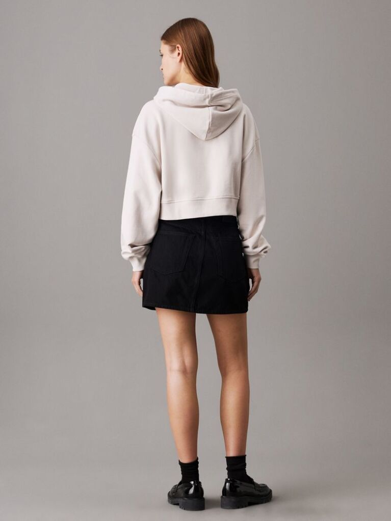 Grey Boxy Cotton Terry Hoodie  Women