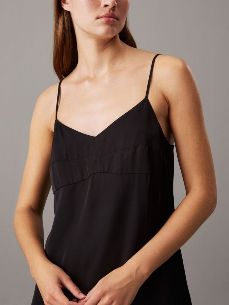 Black Satin Bustier Slip Dress  Women