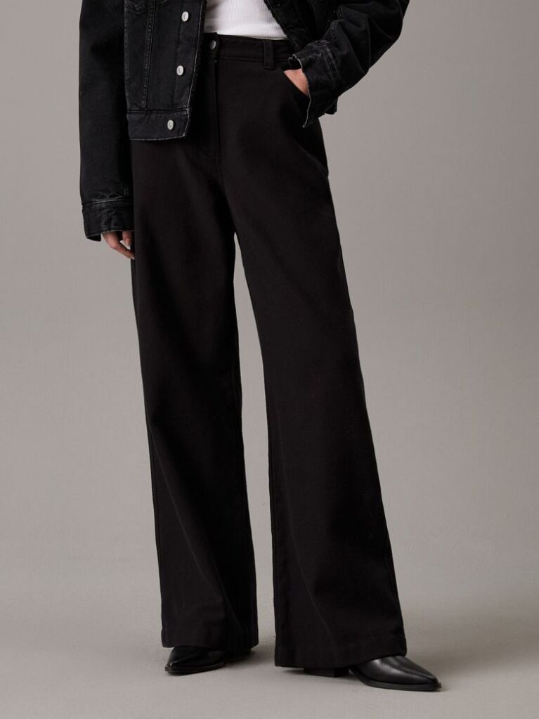 Black Relaxed Cotton Flannel Trousers  Women