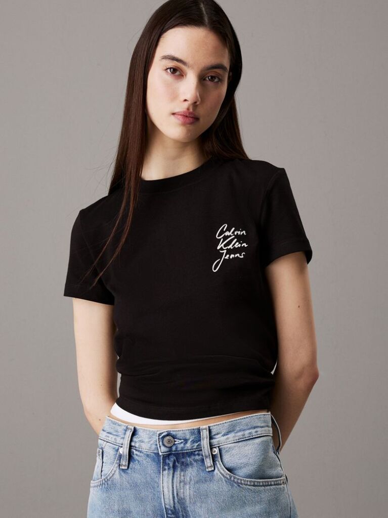 Black Slim Logo T-shirt  Women