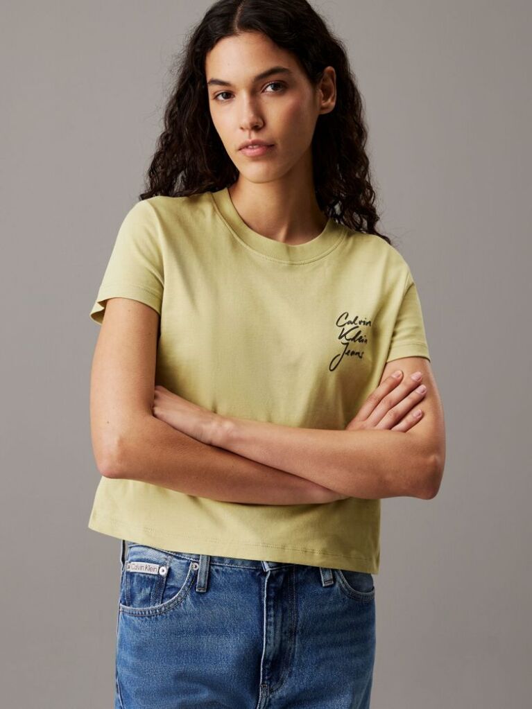 Green Slim Logo T-shirt  Women