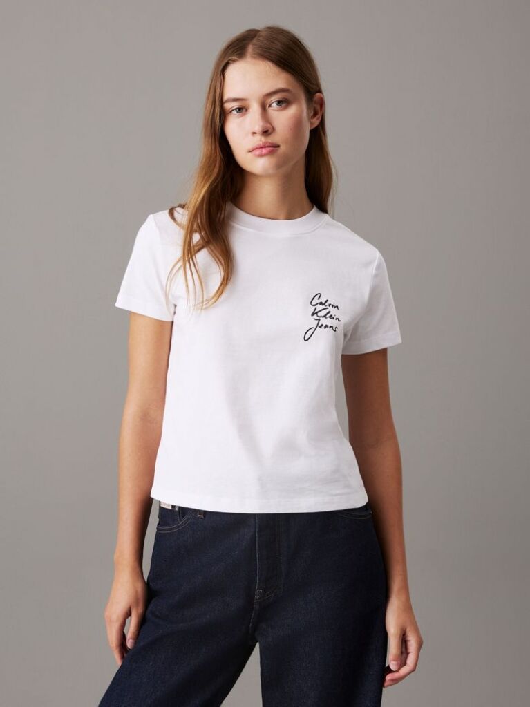 White Slim Logo T-shirt  Women