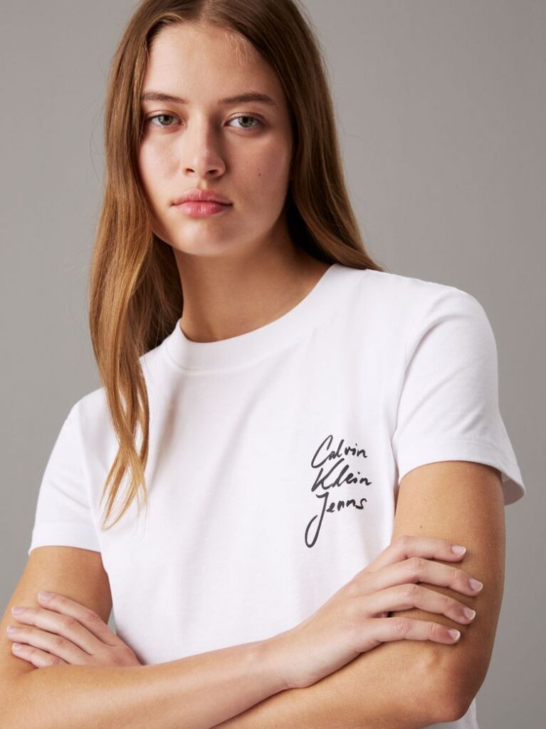 White Slim Logo T-shirt  Women