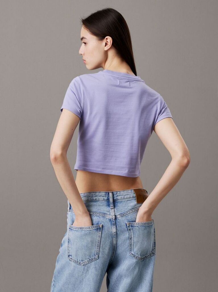 Purple Cropped Cotton Stretch T-shirt  Women
