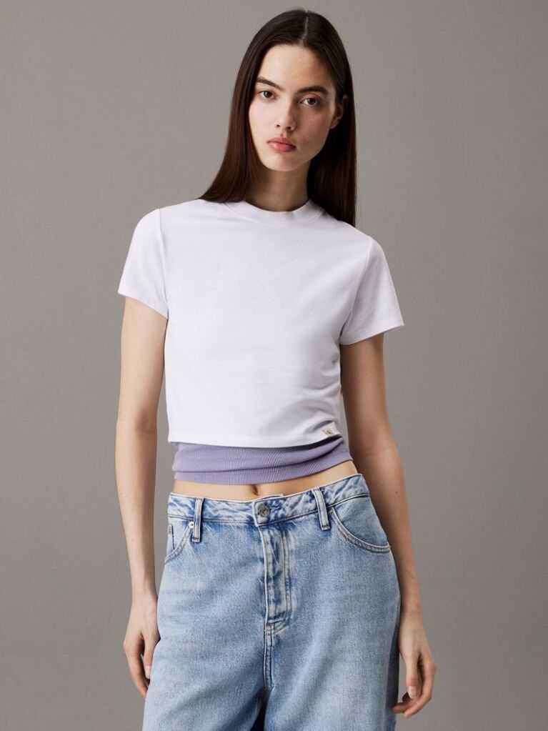 White Cropped Cotton Stretch T-shirt  Women