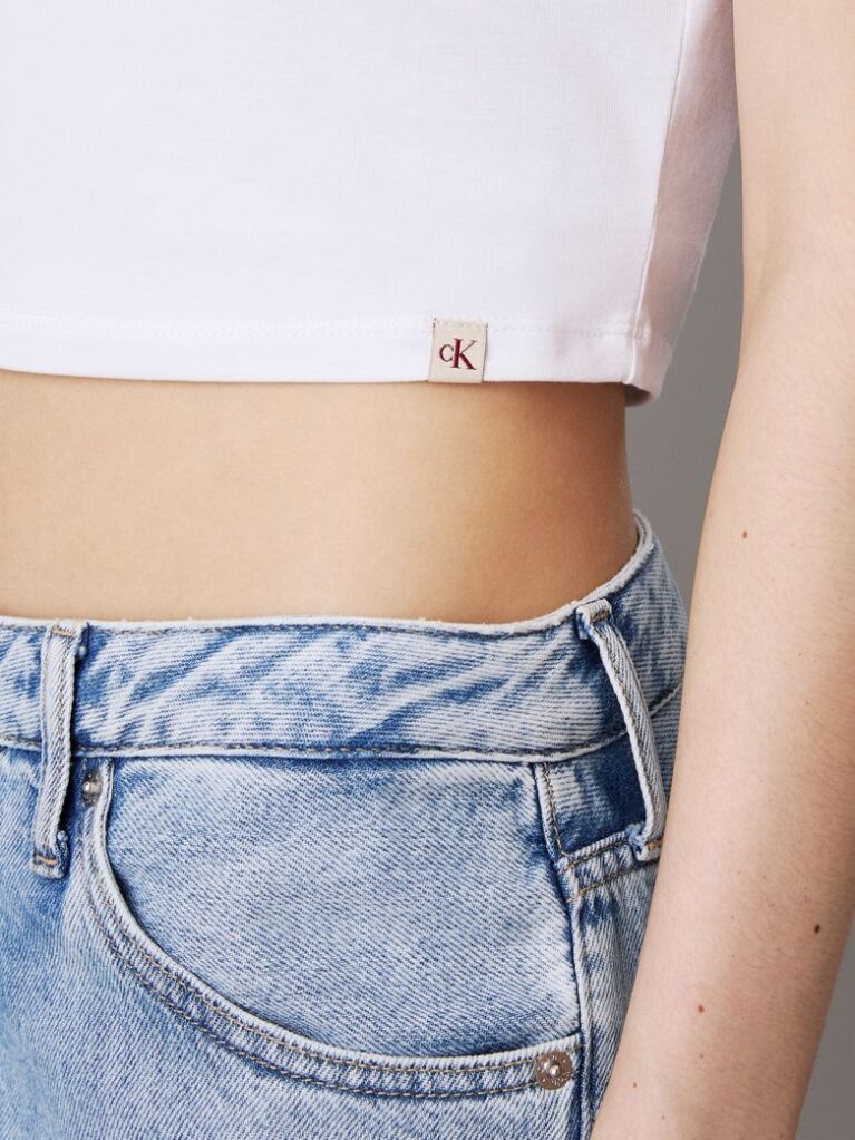 White Cropped Cotton Stretch T-shirt  Women