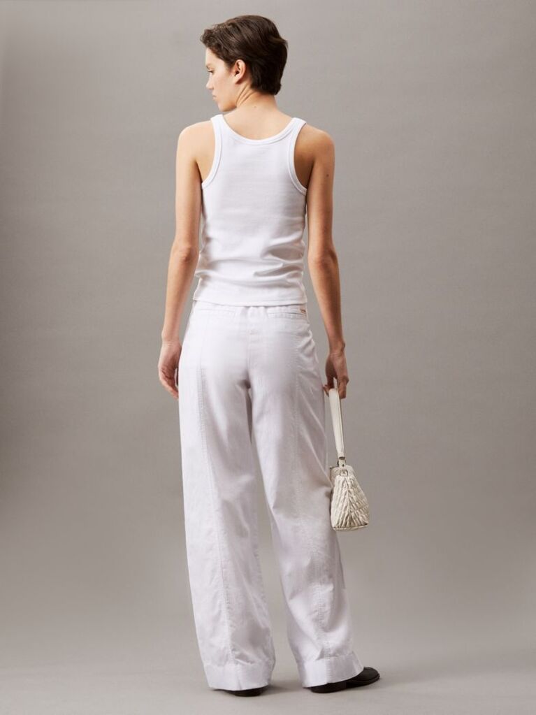 White Soft Cotton Linen Trousers  Women