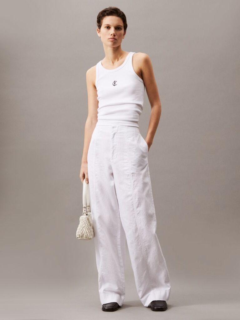 White Soft Cotton Linen Trousers  Women