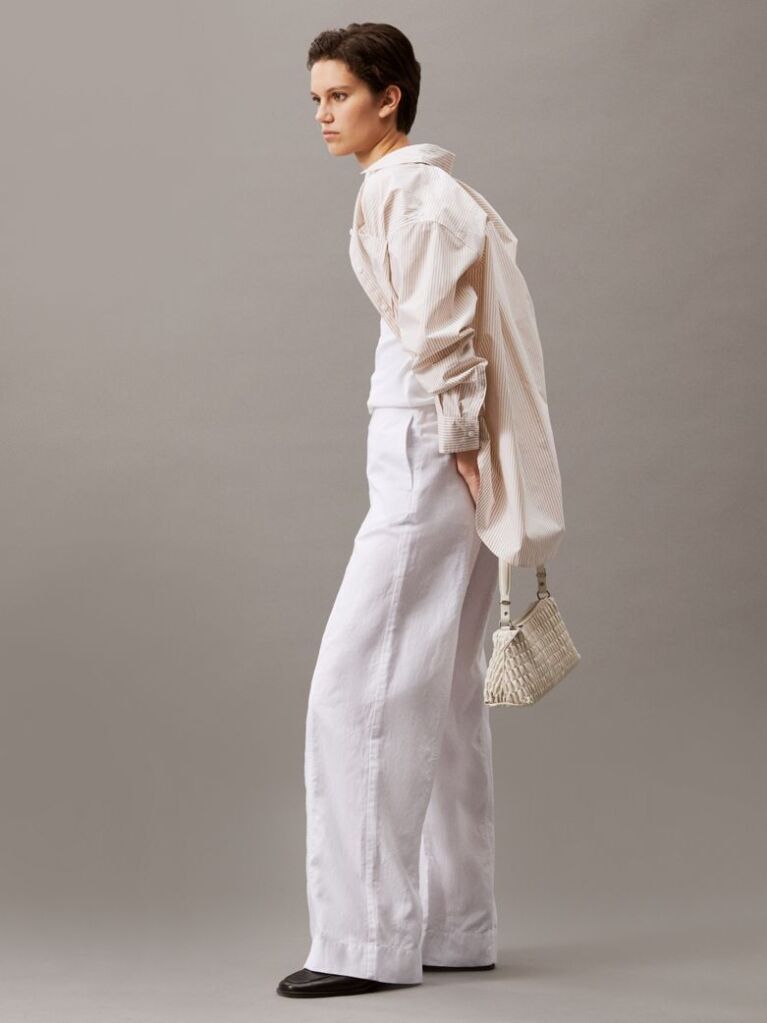 White Soft Cotton Linen Trousers  Women