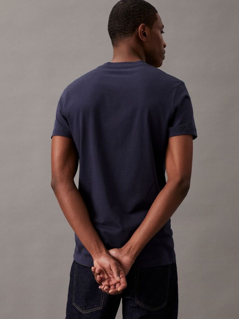 Μπλε Slim T-Shirt Με Μονόγραμμα  Άνδρας