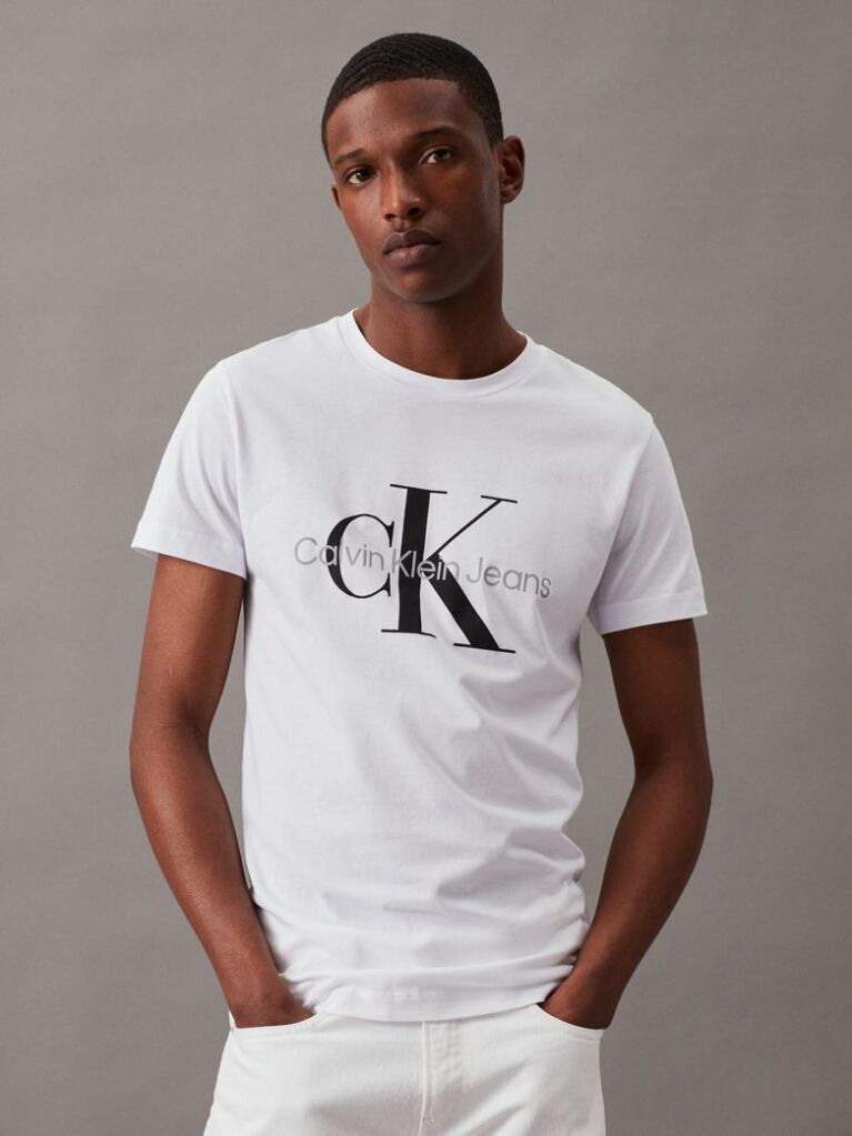 Λευκό Slim T-Shirt Με Μονόγραμμα  Άνδρας