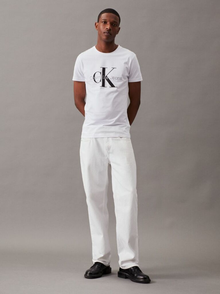 Λευκό Slim T-Shirt Με Μονόγραμμα  Άνδρας