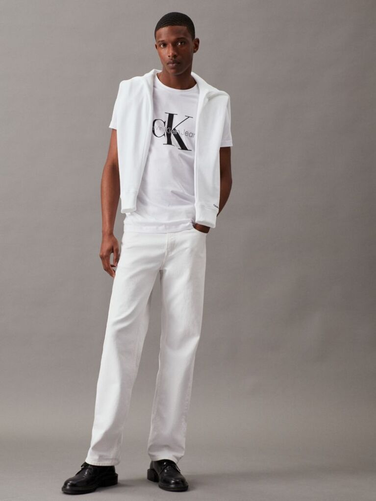 Λευκό Slim T-Shirt Με Μονόγραμμα  Άνδρας