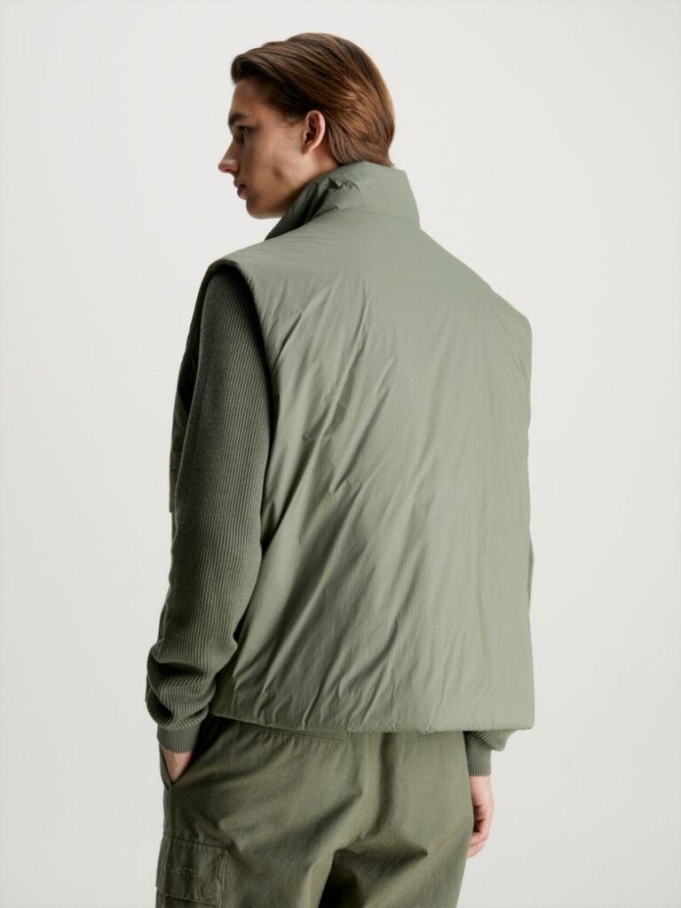 Green Padded Nylon Utility Vest  Men