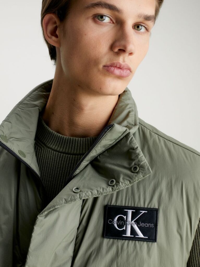 Green Padded Nylon Utility Vest  Men