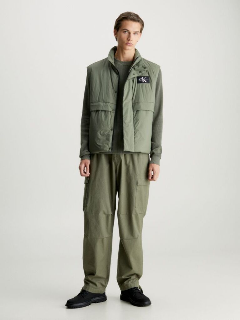 Green Padded Nylon Utility Vest  Men