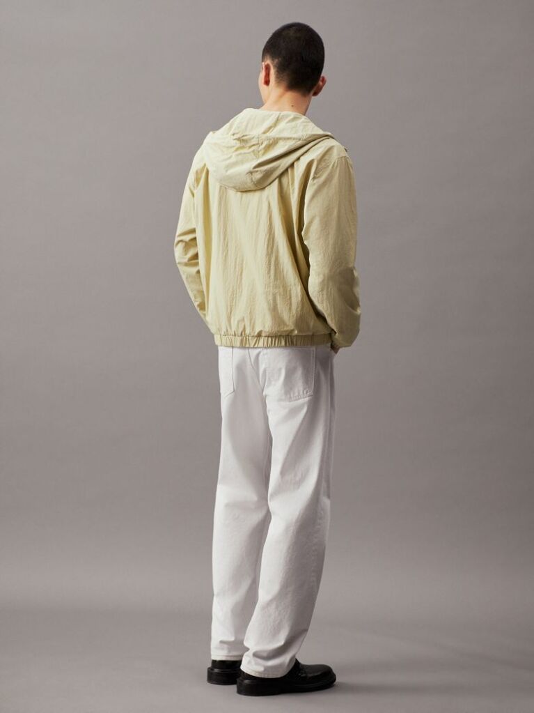 Green Relaxed Hooded Nylon Windbreaker  Men