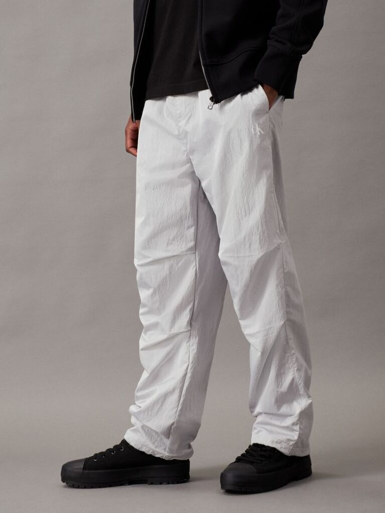 Grey Satin Twill Track Pants  Men