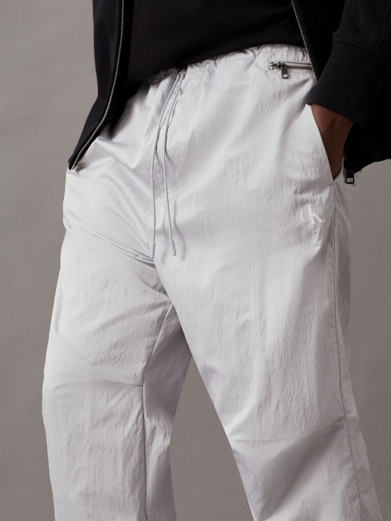 Grey Satin Twill Track Pants  Men