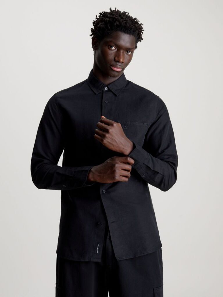 Black Linen Cotton Shirt  Men