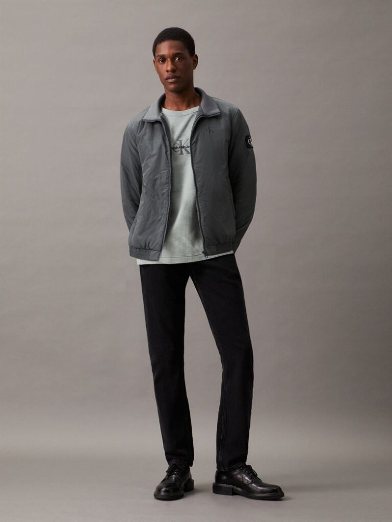 Grey Padded Nylon Zip Up Jacket  Men