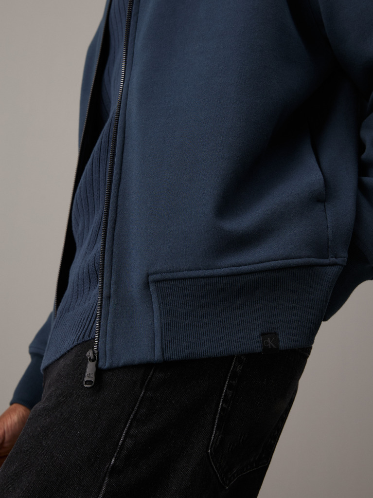 Μπλε Άνετο Hoodie Με Φερμουάρ  Άνδρας