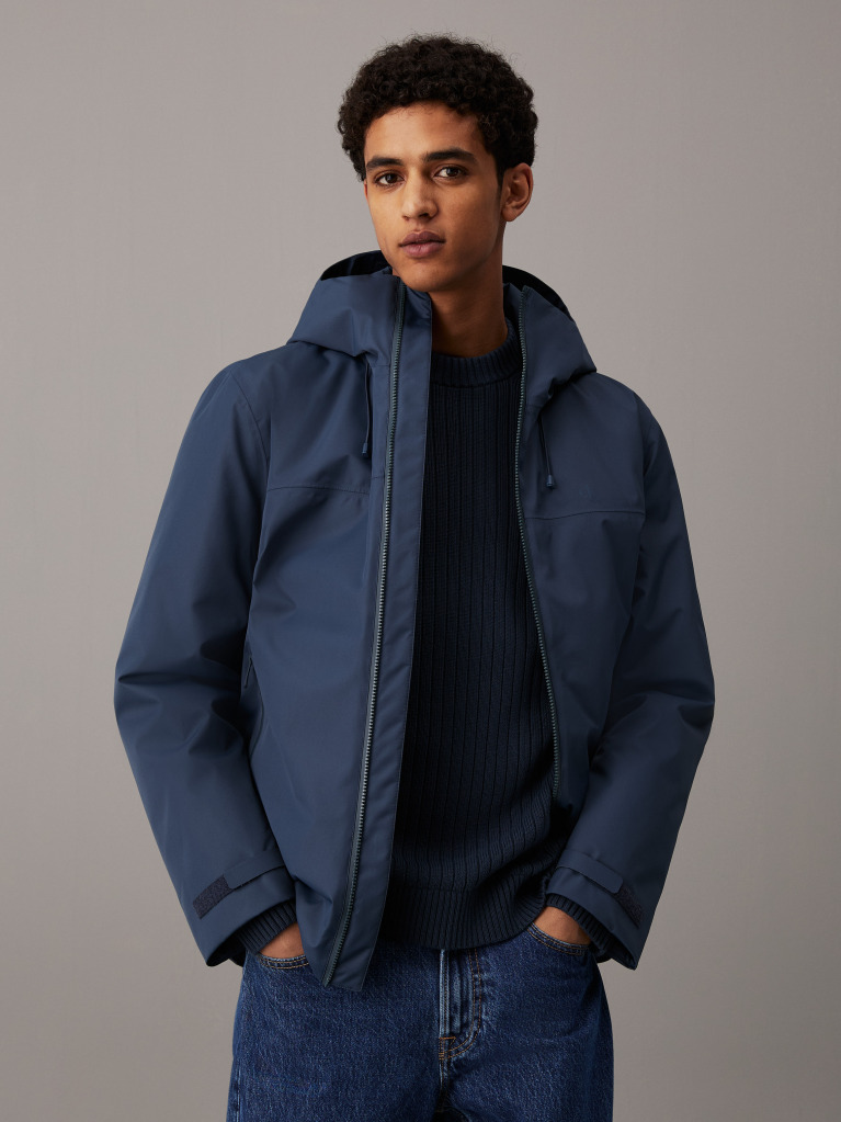 Blue Technical Short Parka Jacket  Men