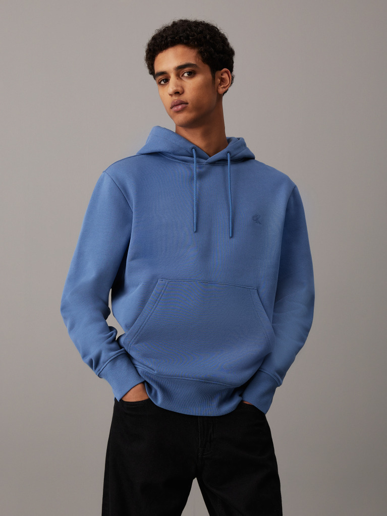 Μπλε Hoodie Από Χοντρό Fleece  Άνδρας
