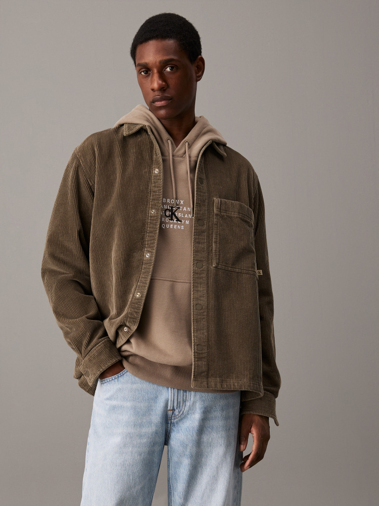 Brown Relaxed Corduroy Shirt Jacket  Men