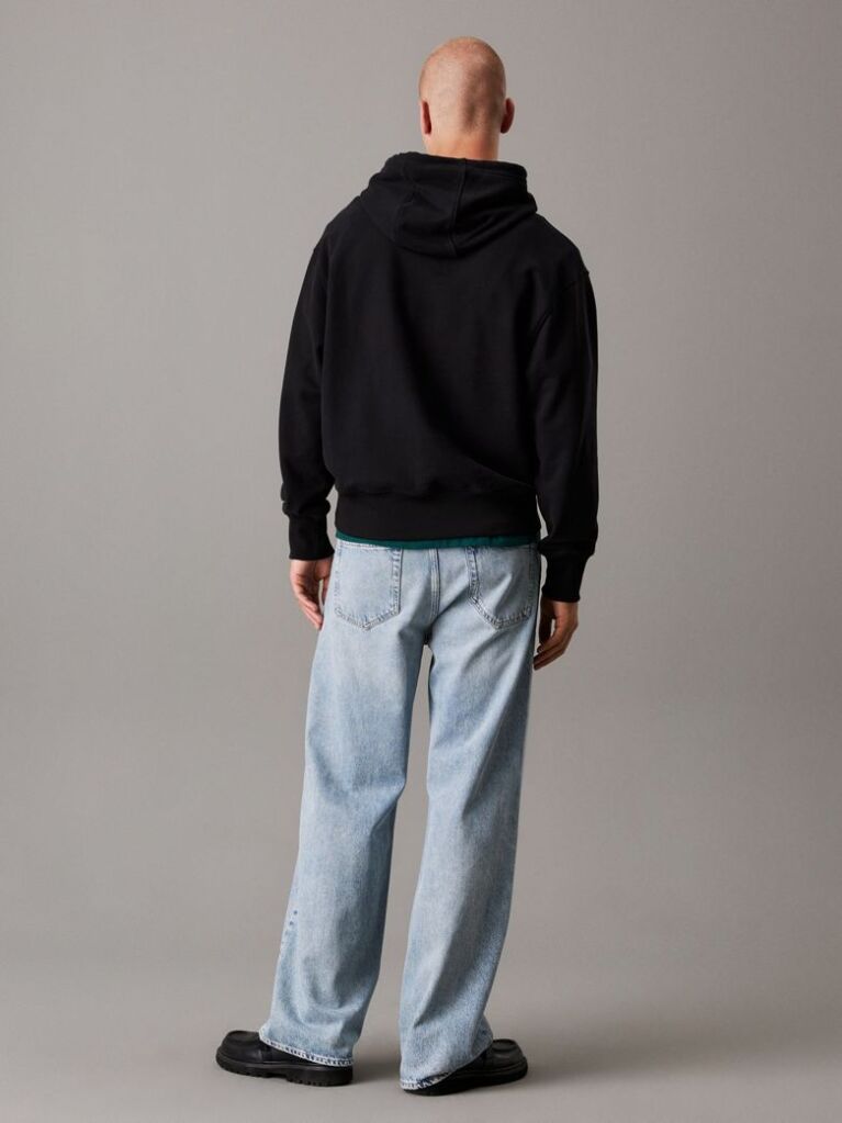 Black Cotton Terry Hoodie  Men