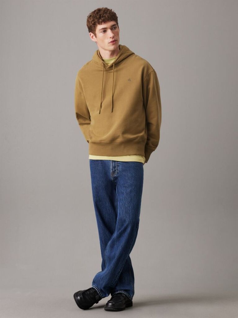 Brown Cotton Terry Hoodie  Men