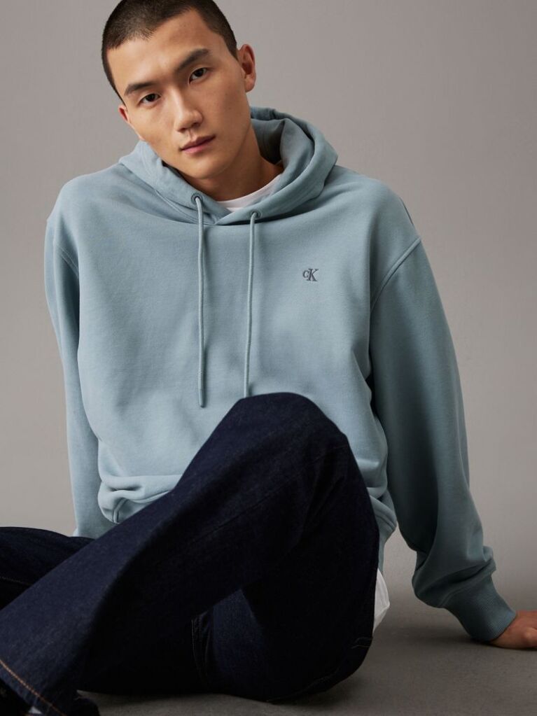 Grey Cotton Terry Hoodie  Men