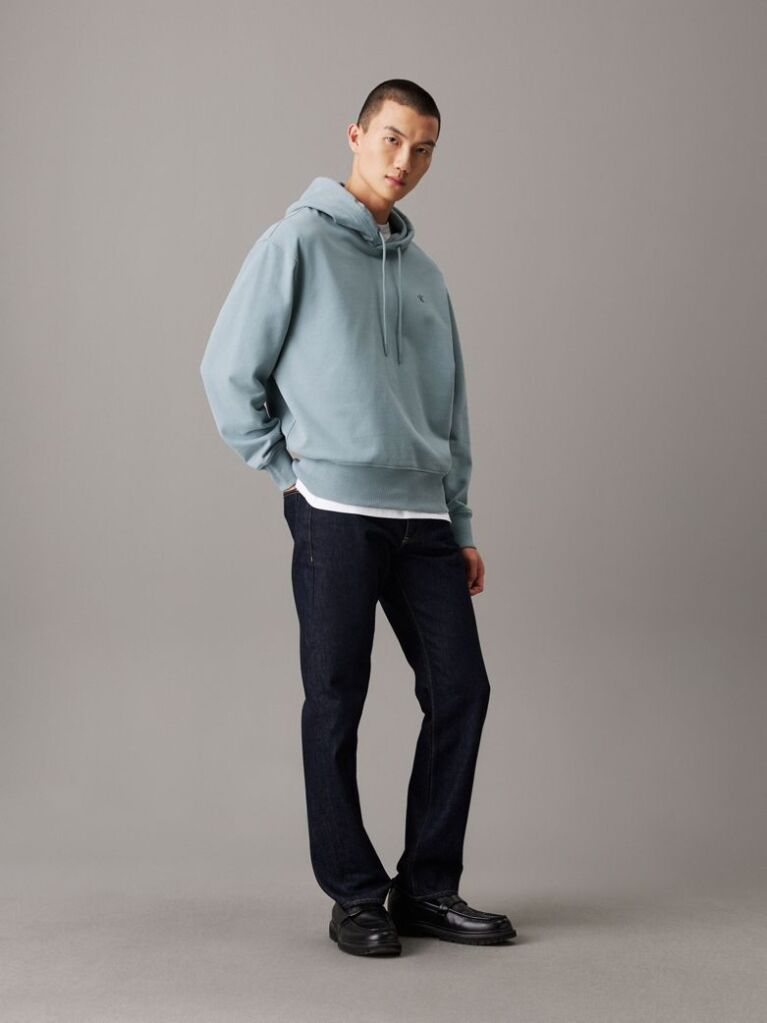 Grey Cotton Terry Hoodie  Men