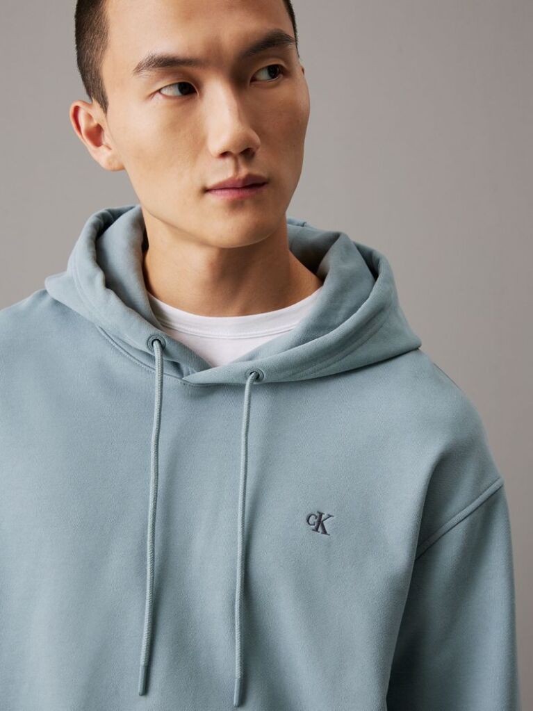 Grey Cotton Terry Hoodie  Men