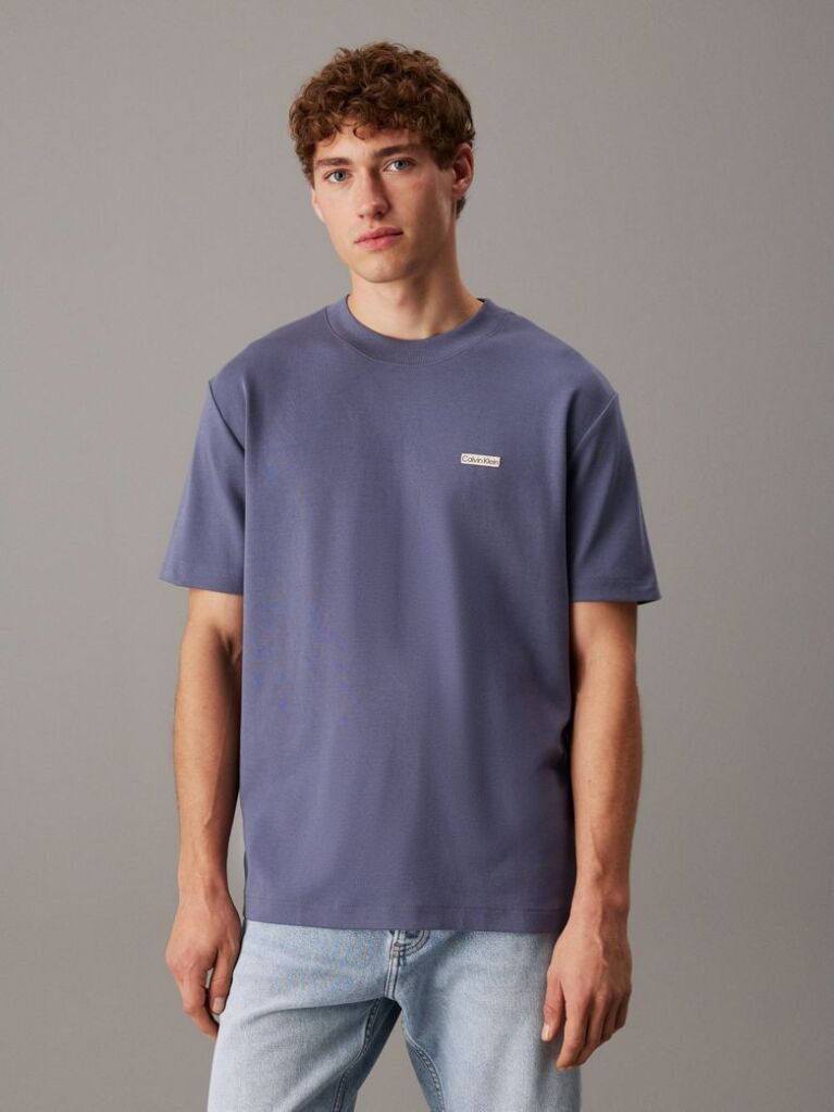 Γκρι Βαμβακερό T-shirt Με Λογότυπο  Άνδρας