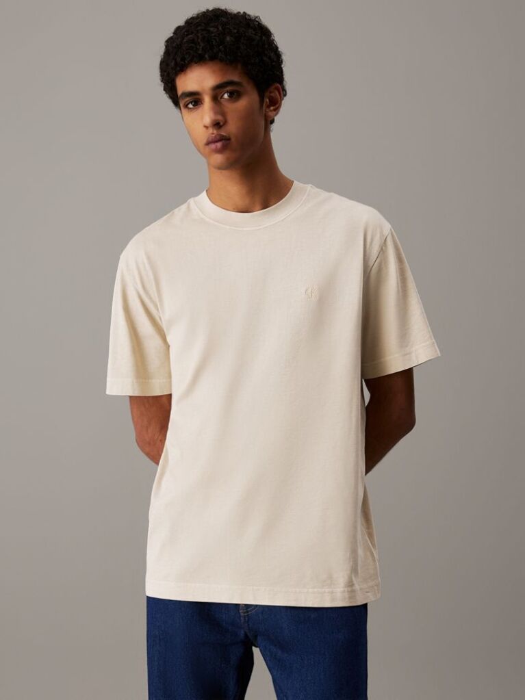 Beige Relaxed Logo Appliqué T-shirt  Men