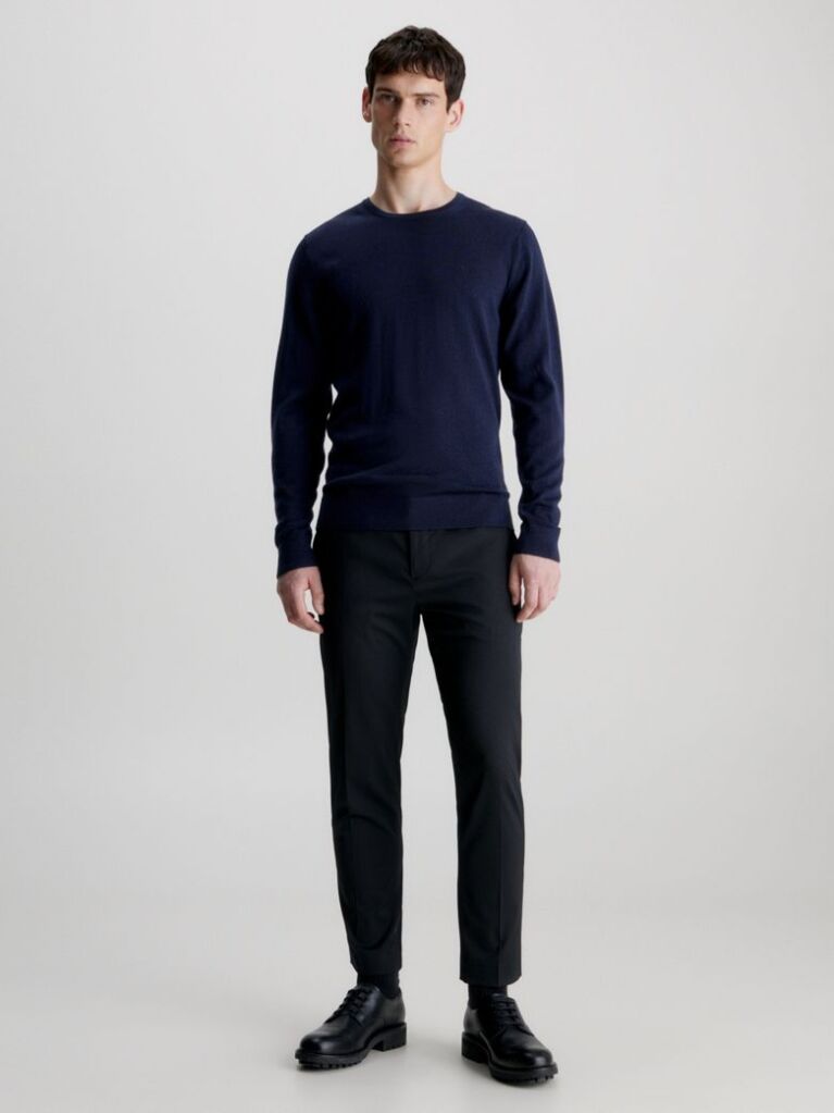 Blue Merino Wool Jumper  Men