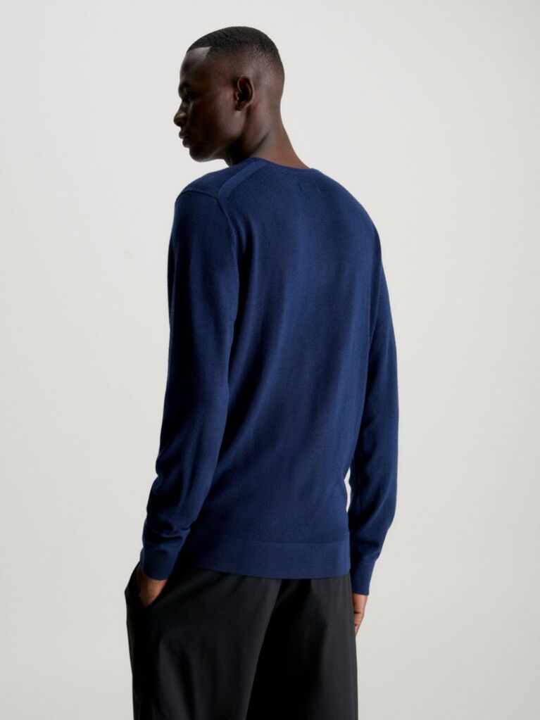 Blue Merino Wool Jumper  Men