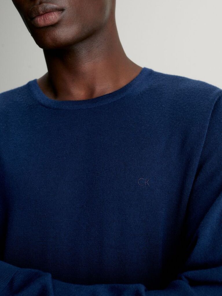 Blue Merino Wool Jumper  Men