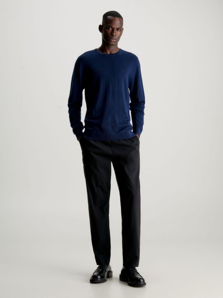 Blue Merino Wool Jumper  Men