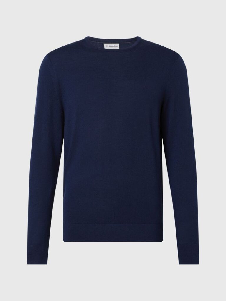 Blue Merino Wool Jumper  Men