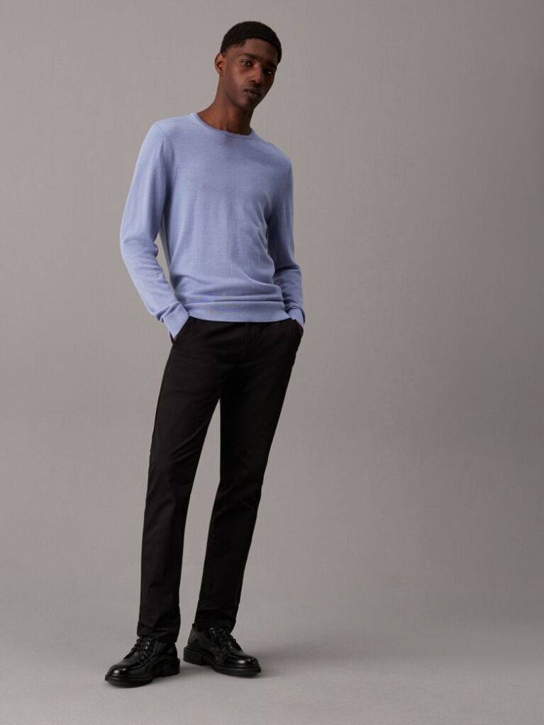 Blue Merino Wool Jumper  Men
