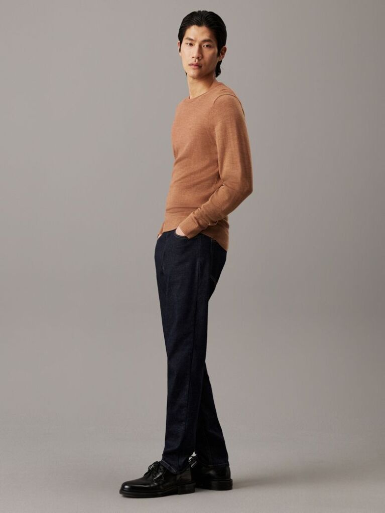 Brown Merino Wool Jumper  Men