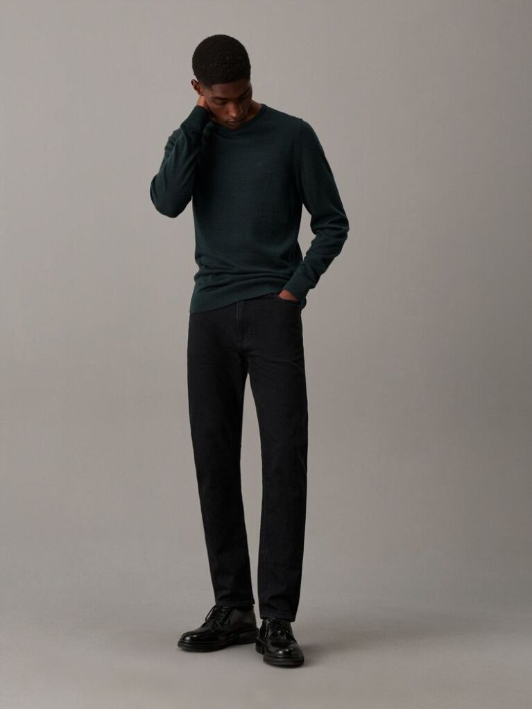 Green Merino Wool Jumper  Men