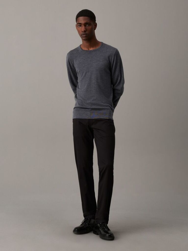 Grey Merino Wool Jumper  Men