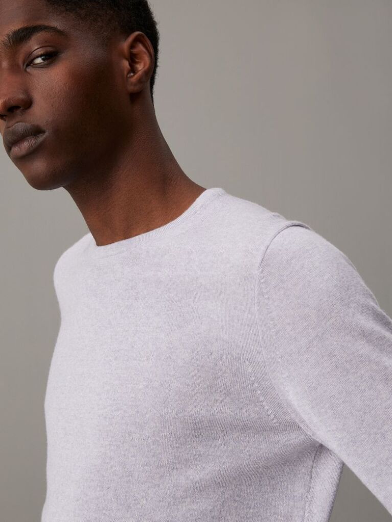 Grey Merino Wool Jumper  Men