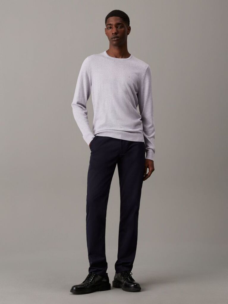 Grey Merino Wool Jumper  Men