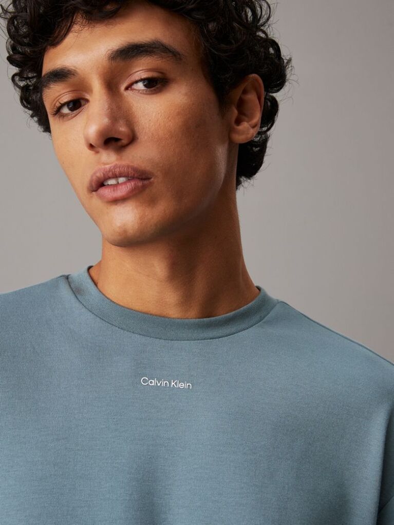 Blue Cotton Logo T-shirt  Men