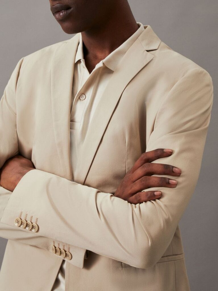 Beige Slim Seacell Blazer  Men