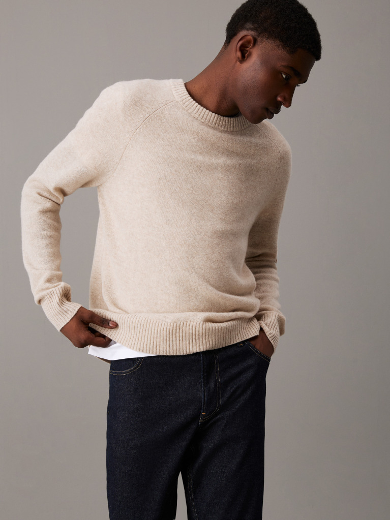 Beige Wool Jumper  Men
